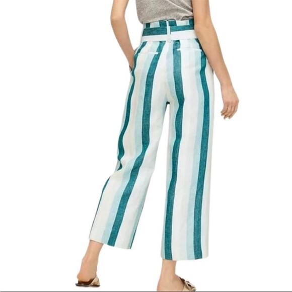 J. Crew 100% Linen Lined High Rise Pants in Cabana Stripe Sz 8 - Picture 3 of 10